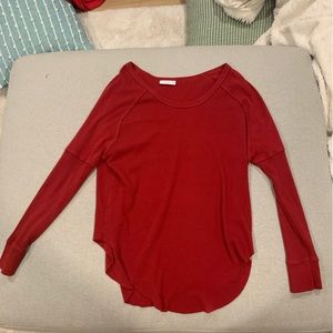 Artizia/TNA scoop neck waffle long sleeve shirt red